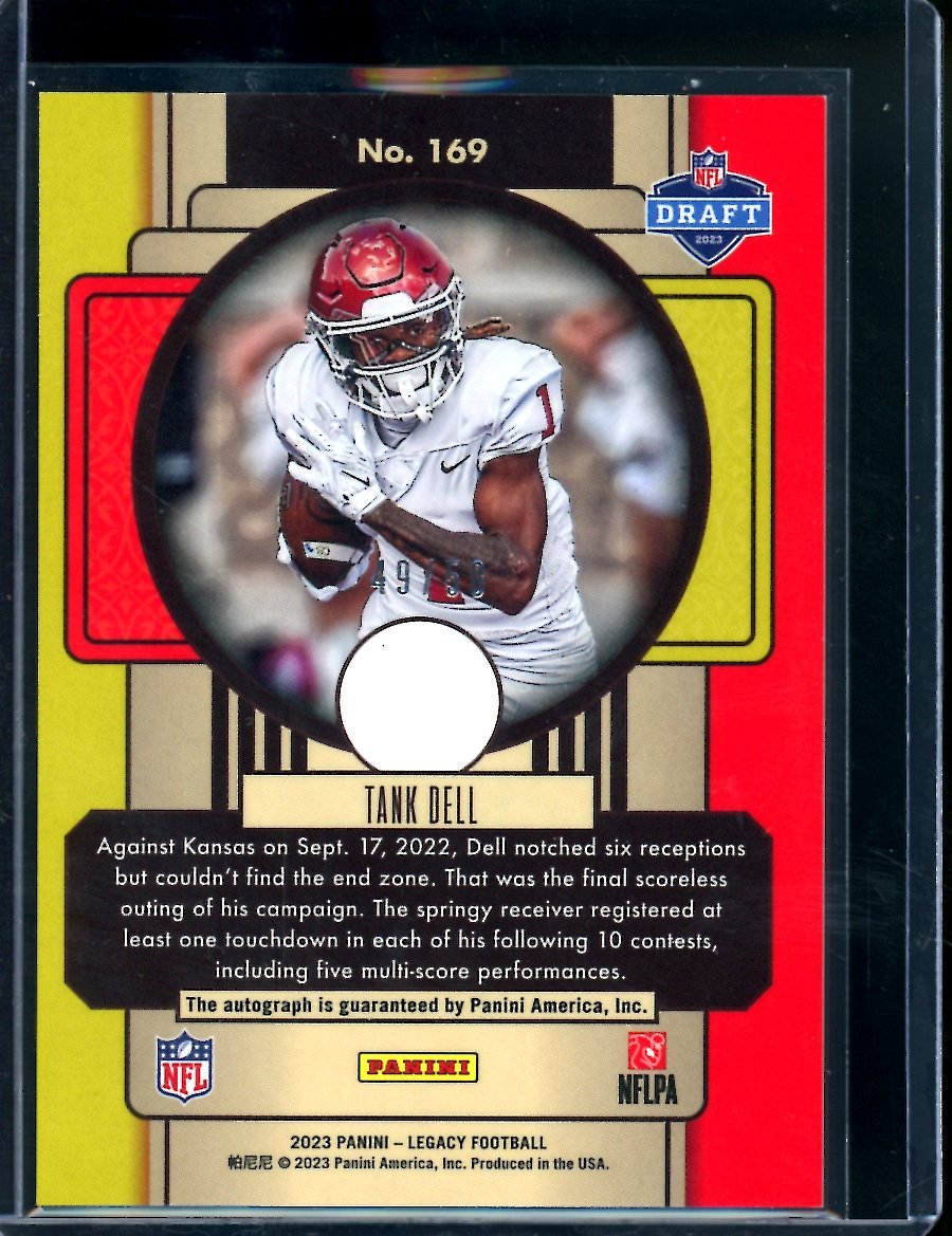 2023 Panini Legacy Tank Dell Rookie Auto Red /50 Texans - Trading Card Market