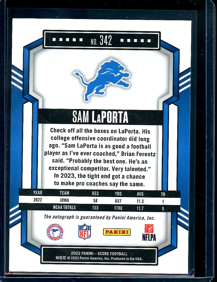 2023 Panini Score Sam LaPorta Rookie Auto Lions - Trading Card Market