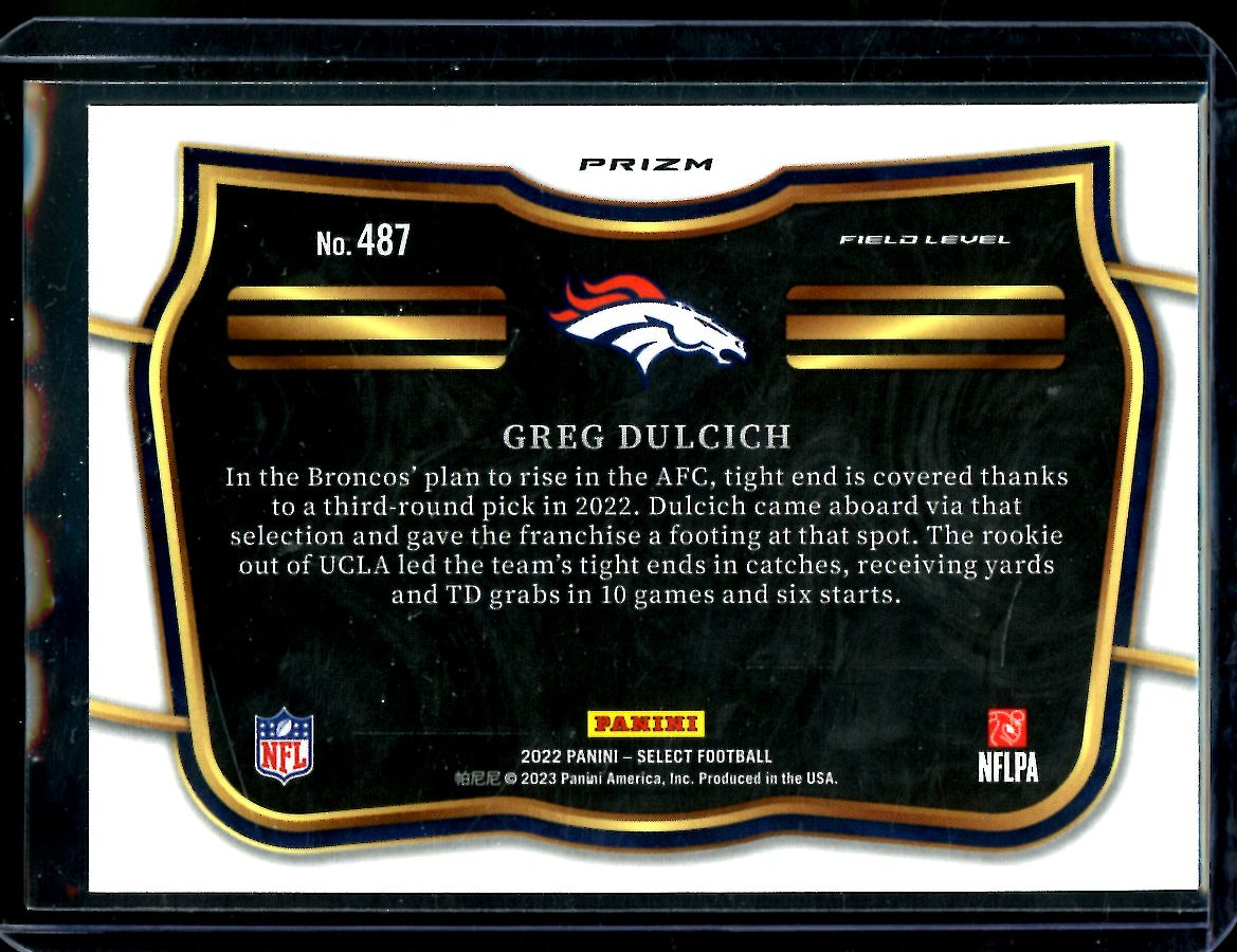 2022 Panini Select Greg Dulcich Rookie Field Level Cosmic Broncos