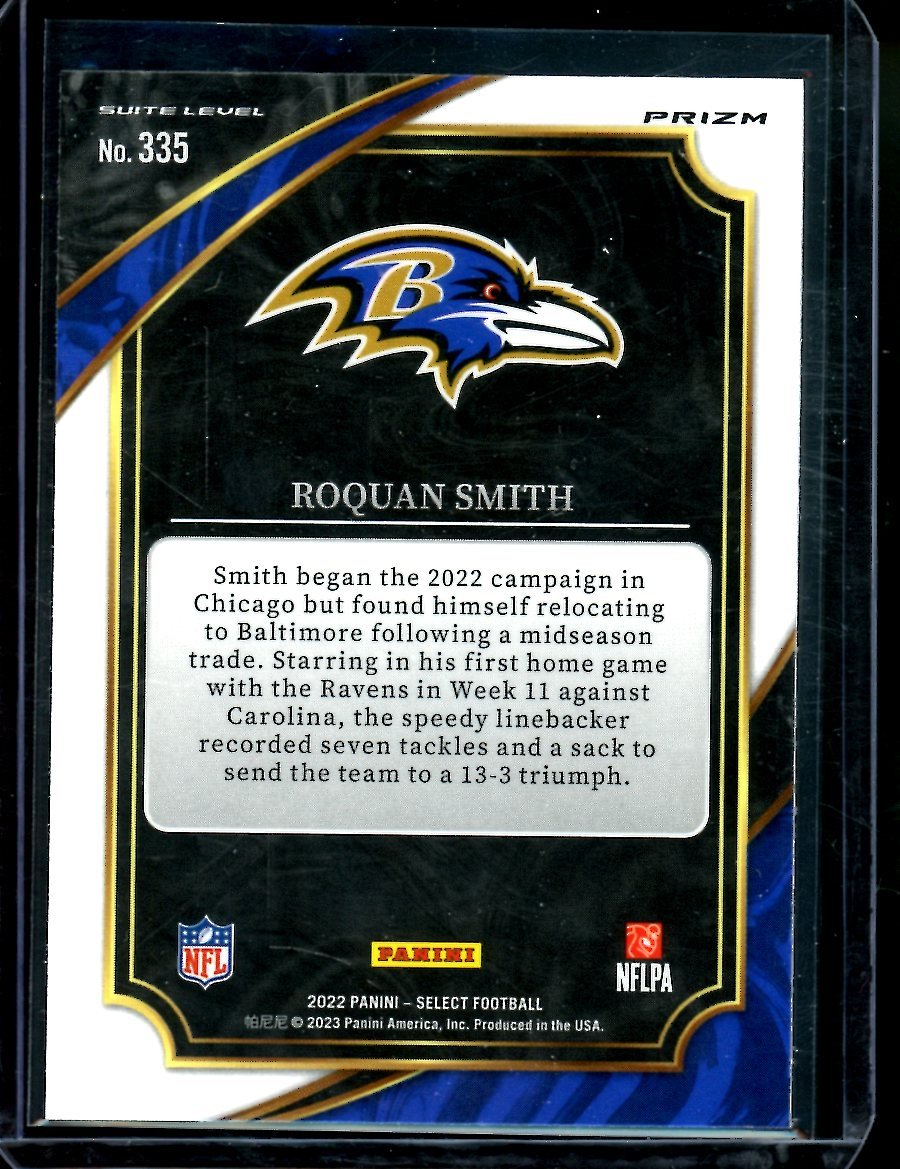 2022 Panini Select Roquan Smith Suite Level Cosmic Ravens - Trading Card Market