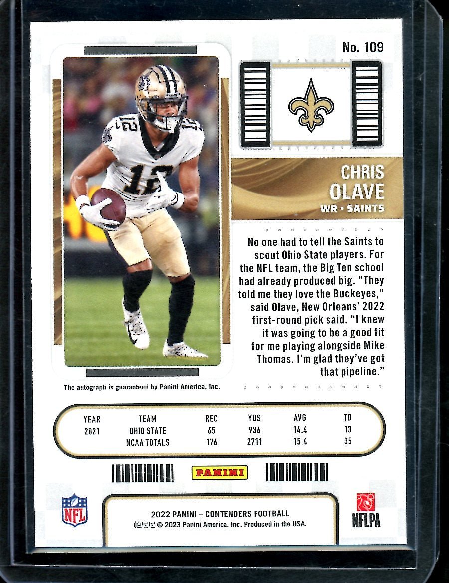 2022 Panini Contenders Chris Olave Rookie Ticket Auto Saints - Trading Card Market