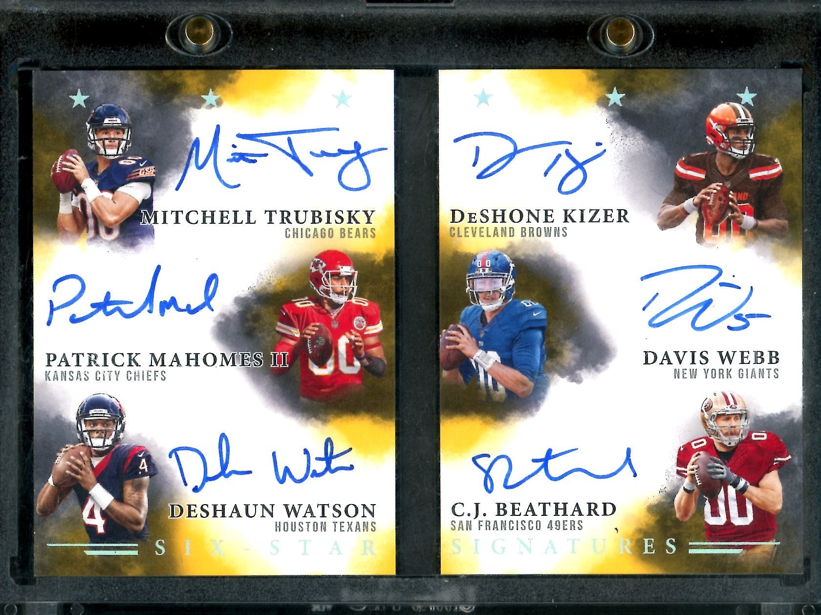 2017 Panini Origins Mitchell Trubisky/Patrick Mahomes/Deshaun Watson/DeShone Kizer/Davis Webb/C.J. Beathard Rookie Six - Star Signatures Booklet /5 - Trading Card Market