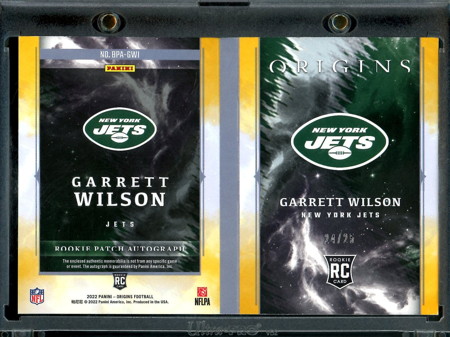 2022 Panini Origins Garrett Wilson Rookie RPA Booklet Gold /25 Jets