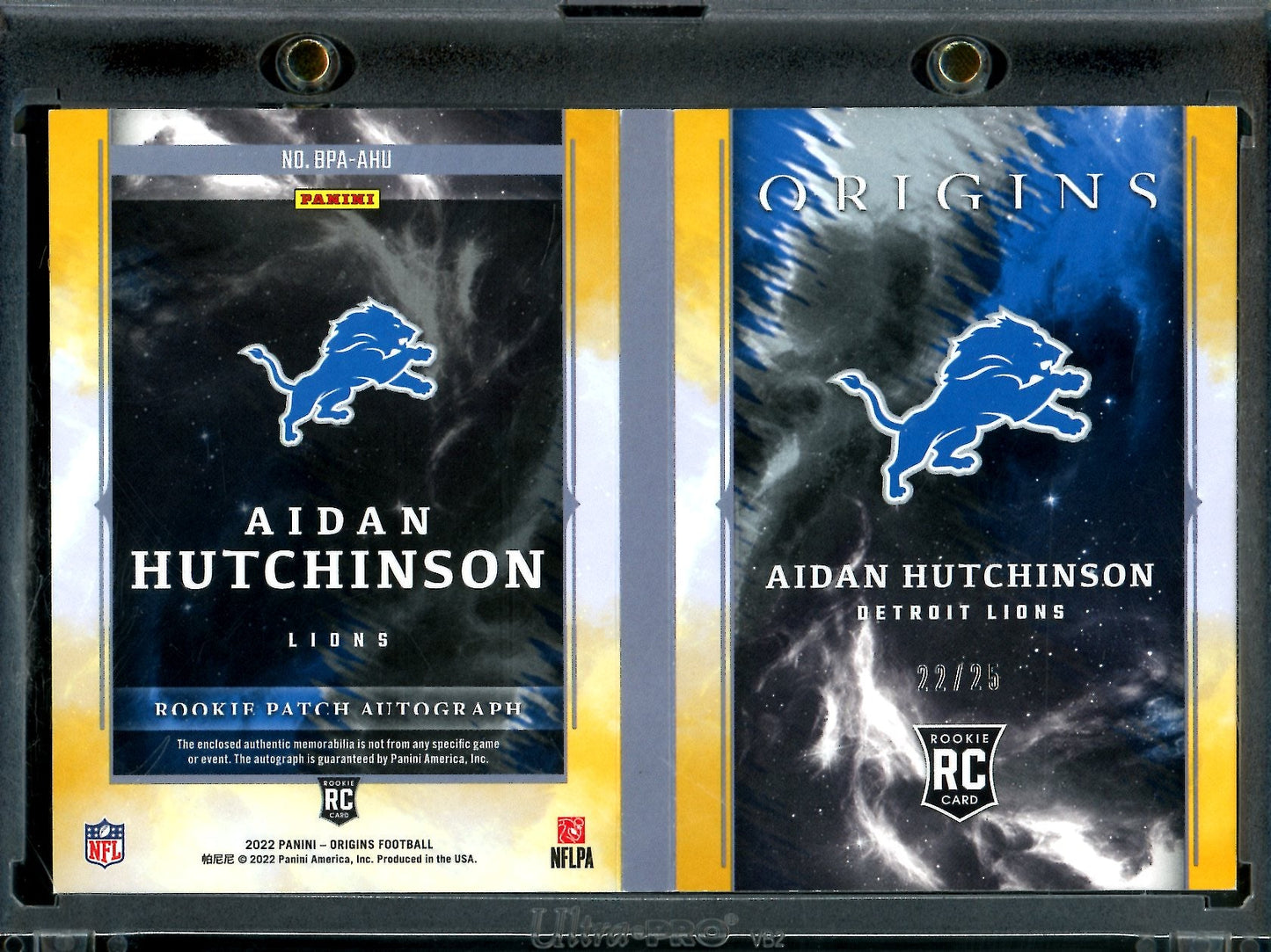 2022 Panini Origins Aidan Hutchinson Rookie RPA Booklet Gold /25 Lions - Trading Card Market