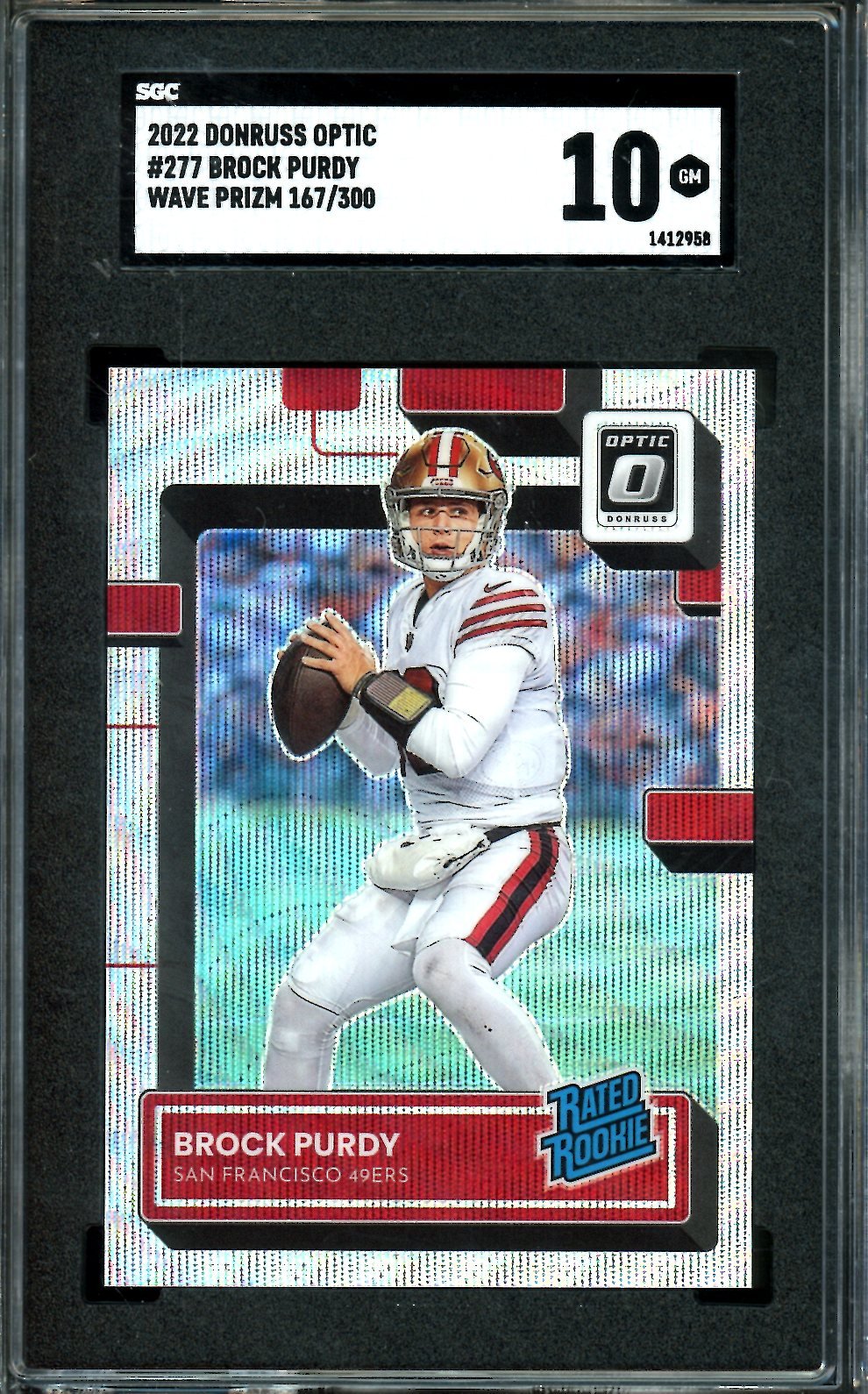 2022 Panini Optic Brock Purdy Rookie Wave /300 SGC 10 49ers