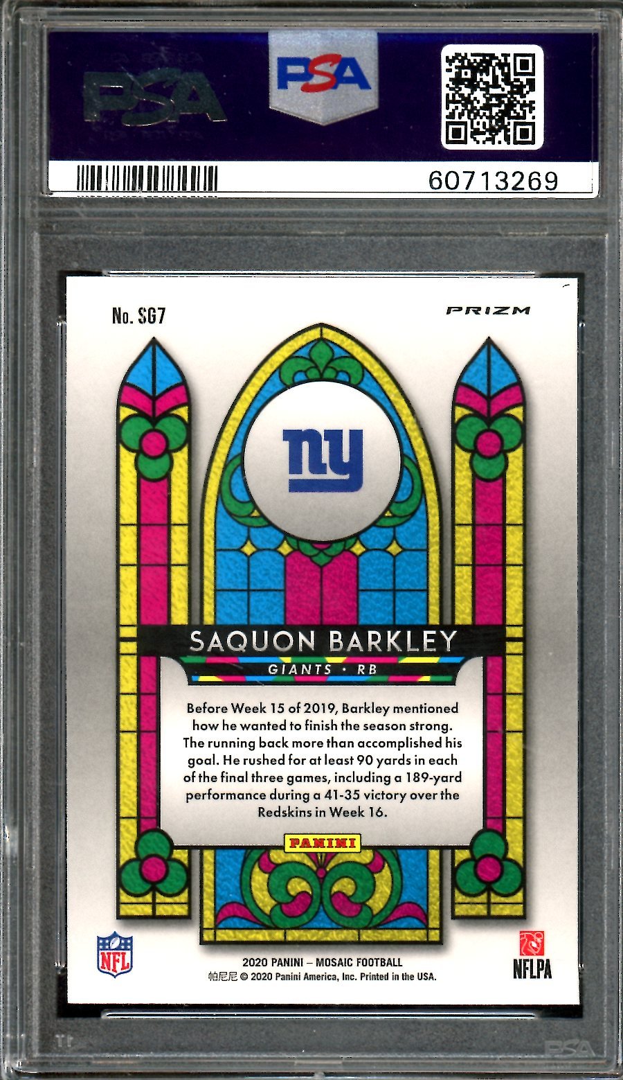2020 Panini Mosaic Saquon Barkley Stained Glass PSA 10 Giants - Trading Card Market