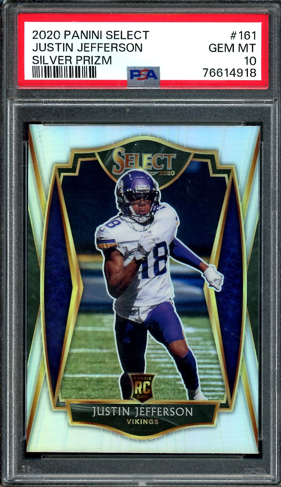 2020 Panini Select Justin Jefferson Rookie Silver Premier Level PSA 10 Vikings