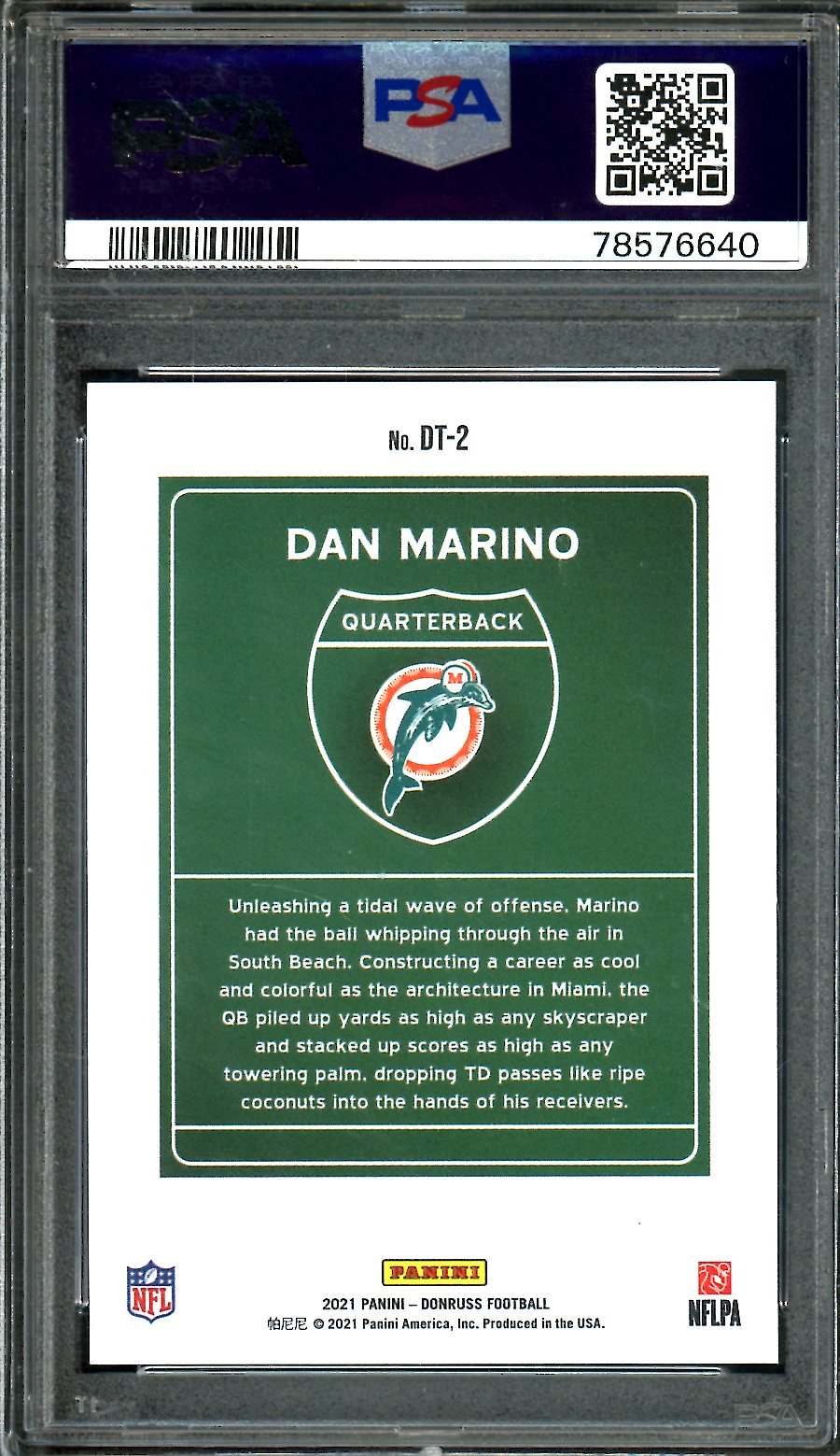 2021 Panini Donruss Dan Marino Downtown SSP PSA 10 Dolphins - Trading Card Market