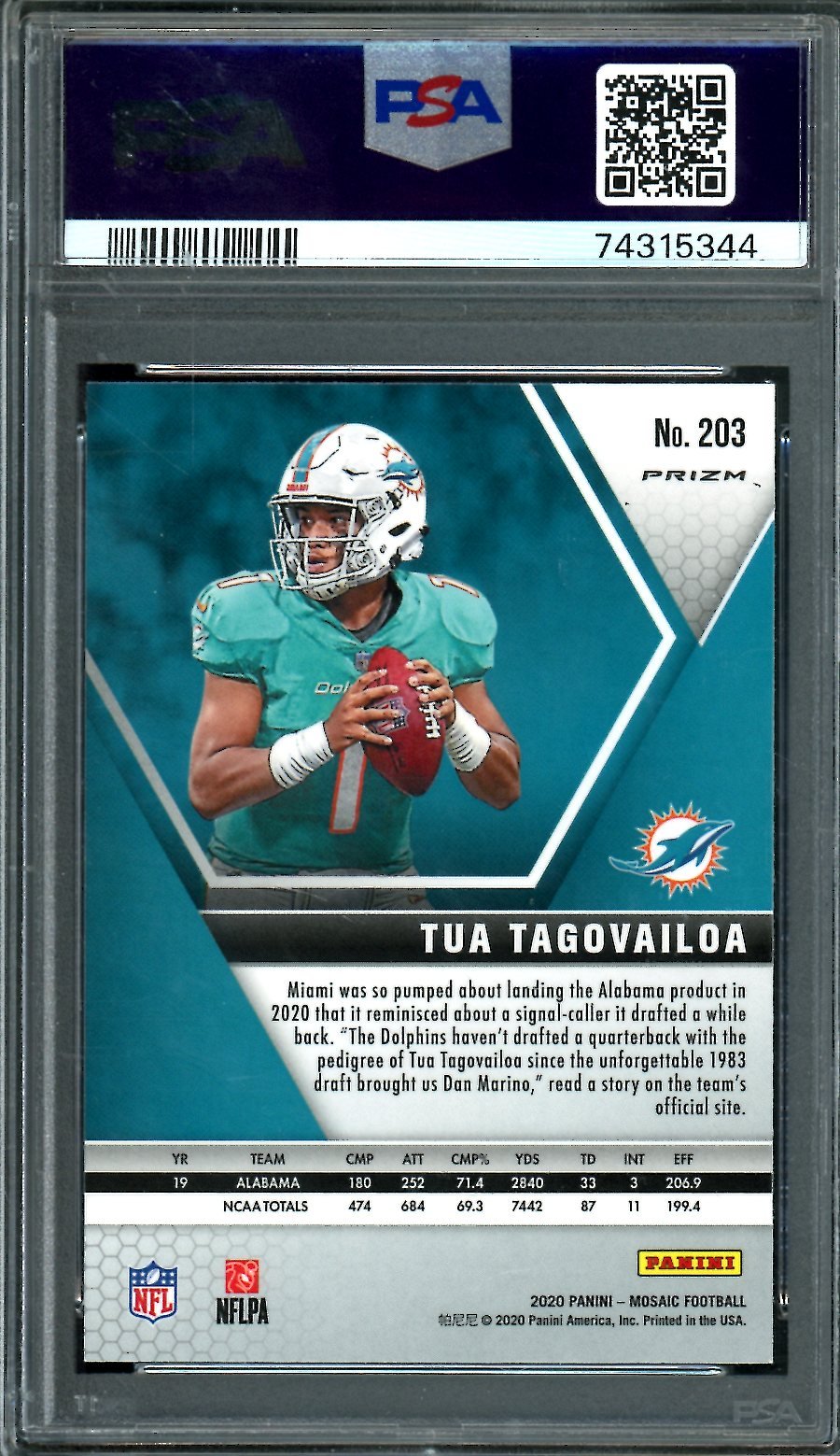 2020 Panini Mosaic Tua Tagovailoa Rookie Green Mosaic PSA 10 Dolphins - Trading Card Market