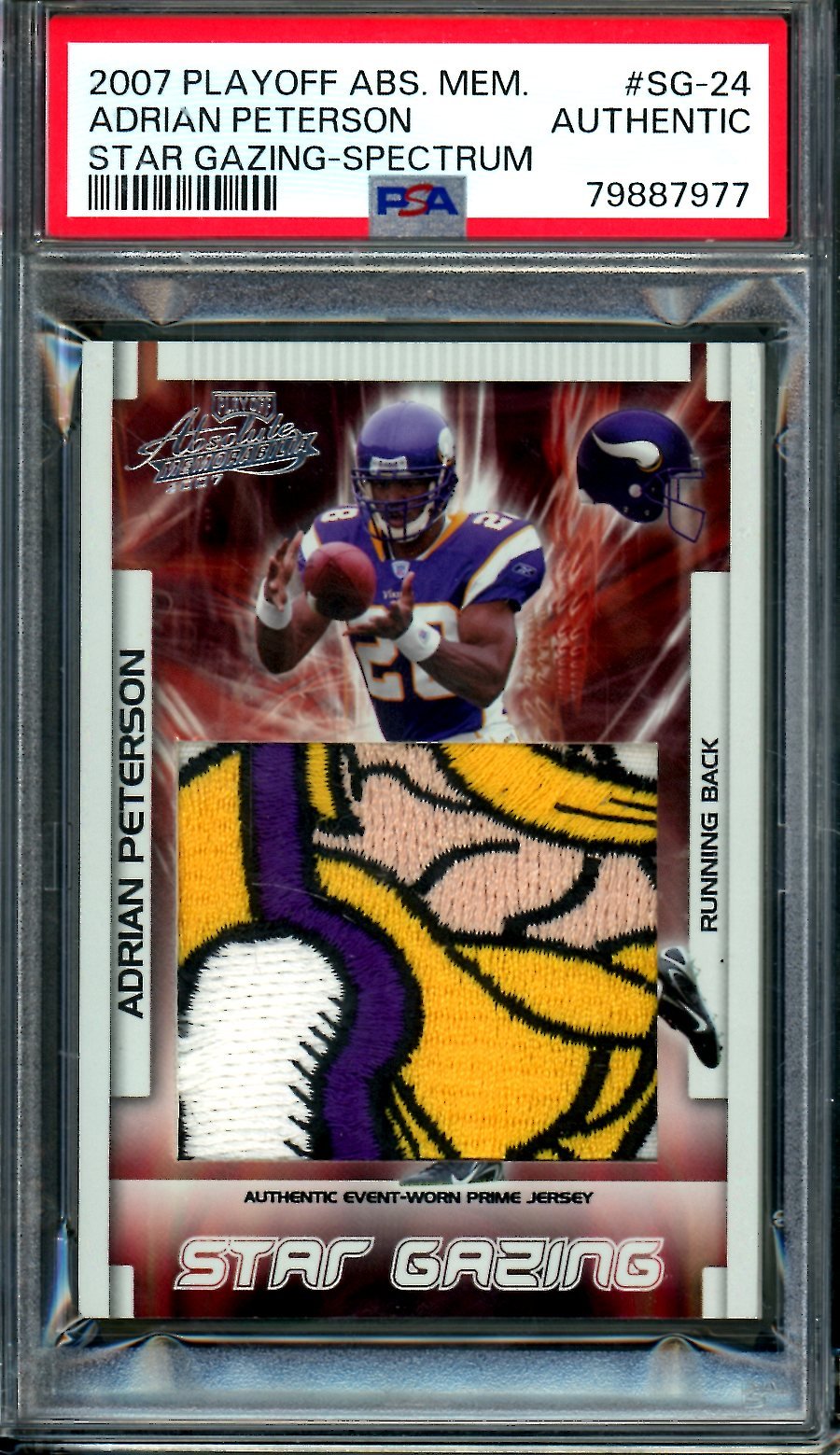 2007 Panini Playoff Absolute Adrian Peterson Rookie Star Gazing Jumbo Patch /25 PSA 9 Vikings - Trading Card Market