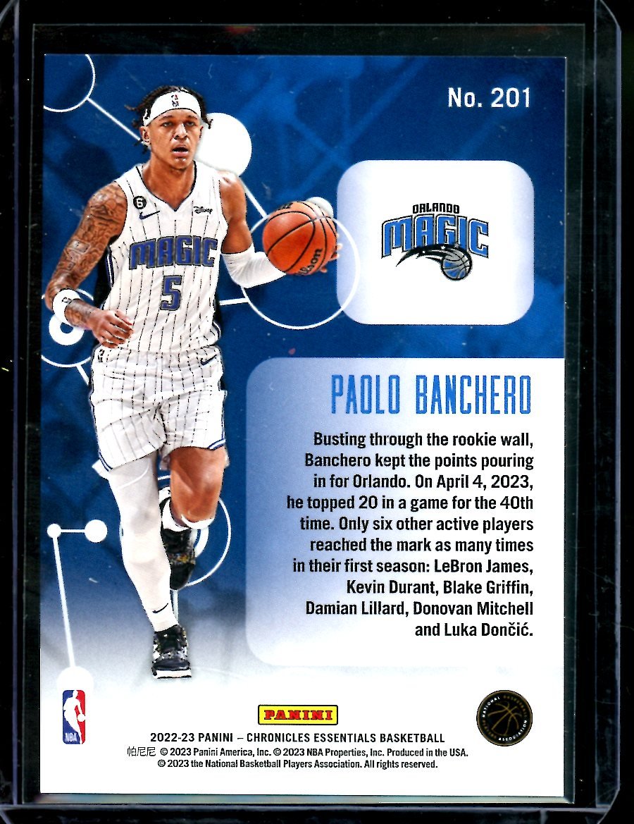 2022 - 23 Panini Chronicles Essentials Paolo Banchero Rookie Blue /99 Magic - Trading Card Market