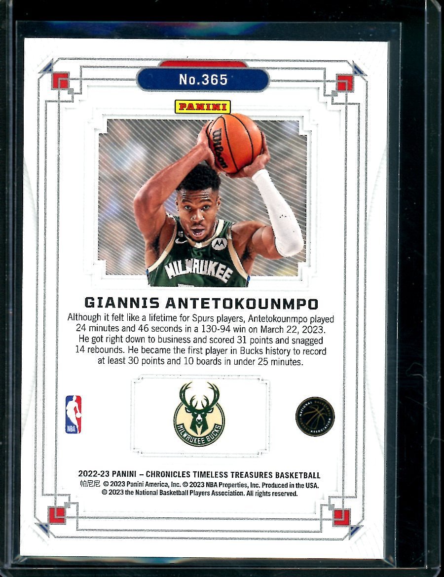 2022 - 23 Panini Chronicles Timeless Treasures Giannis Antetokounmpo /149 Bucks - Trading Card Market