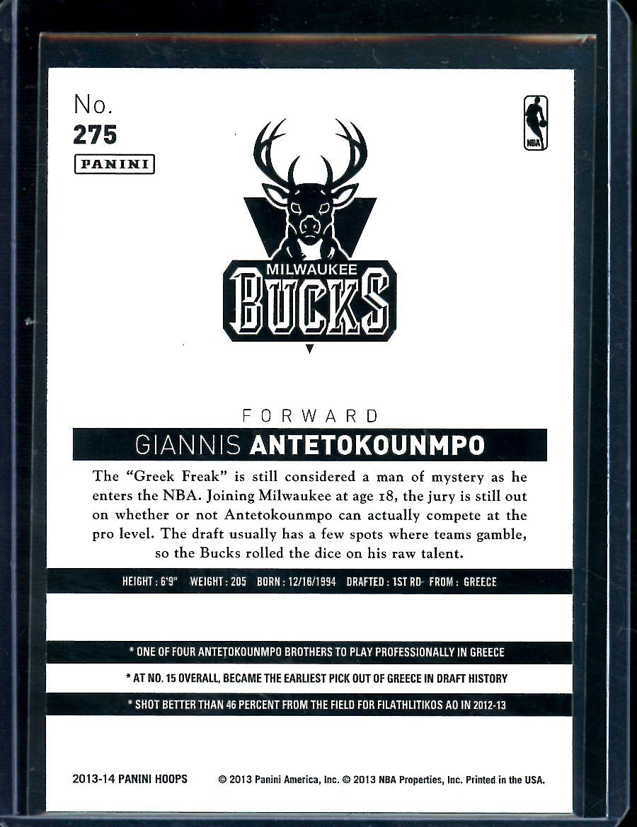 2013 - 14 Panini Hoops Giannis Antetokounmpo Rookie Blue Bucks - Trading Card Market