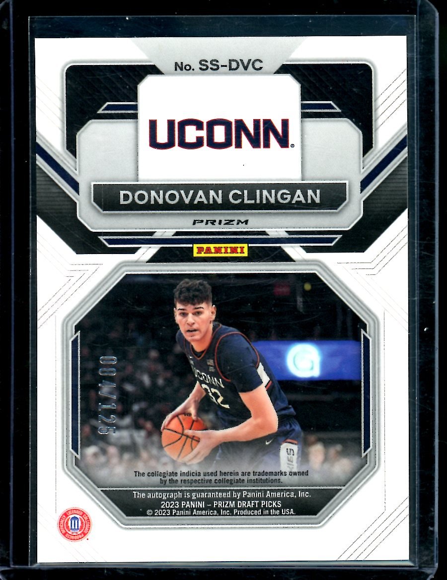 2023 Panini Prizm Draft Picks Donovan Clingan Sensational Signatures Auto Blue /125 UCONN - Trading Card Market