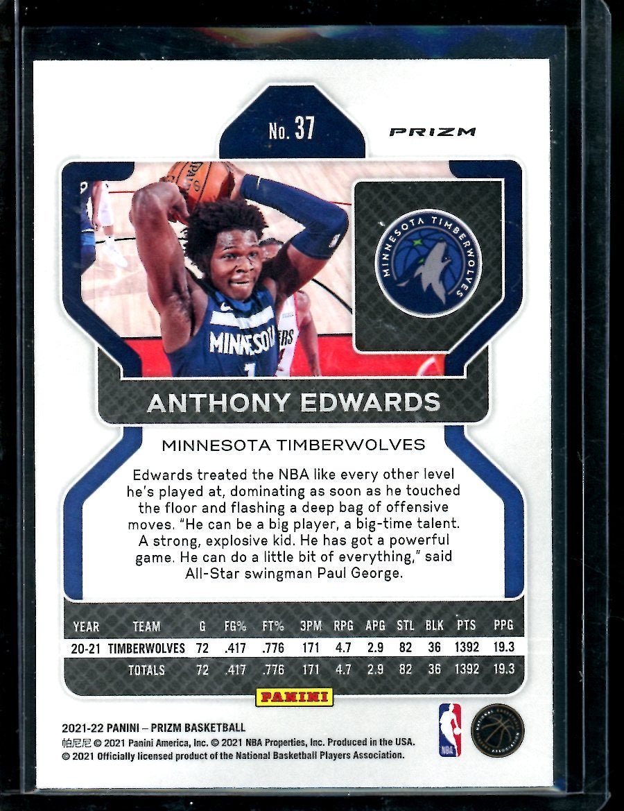 2021 - 22 Panini Prizm Anthony Edwards 75th Blue Timberwolves - Trading Card Market