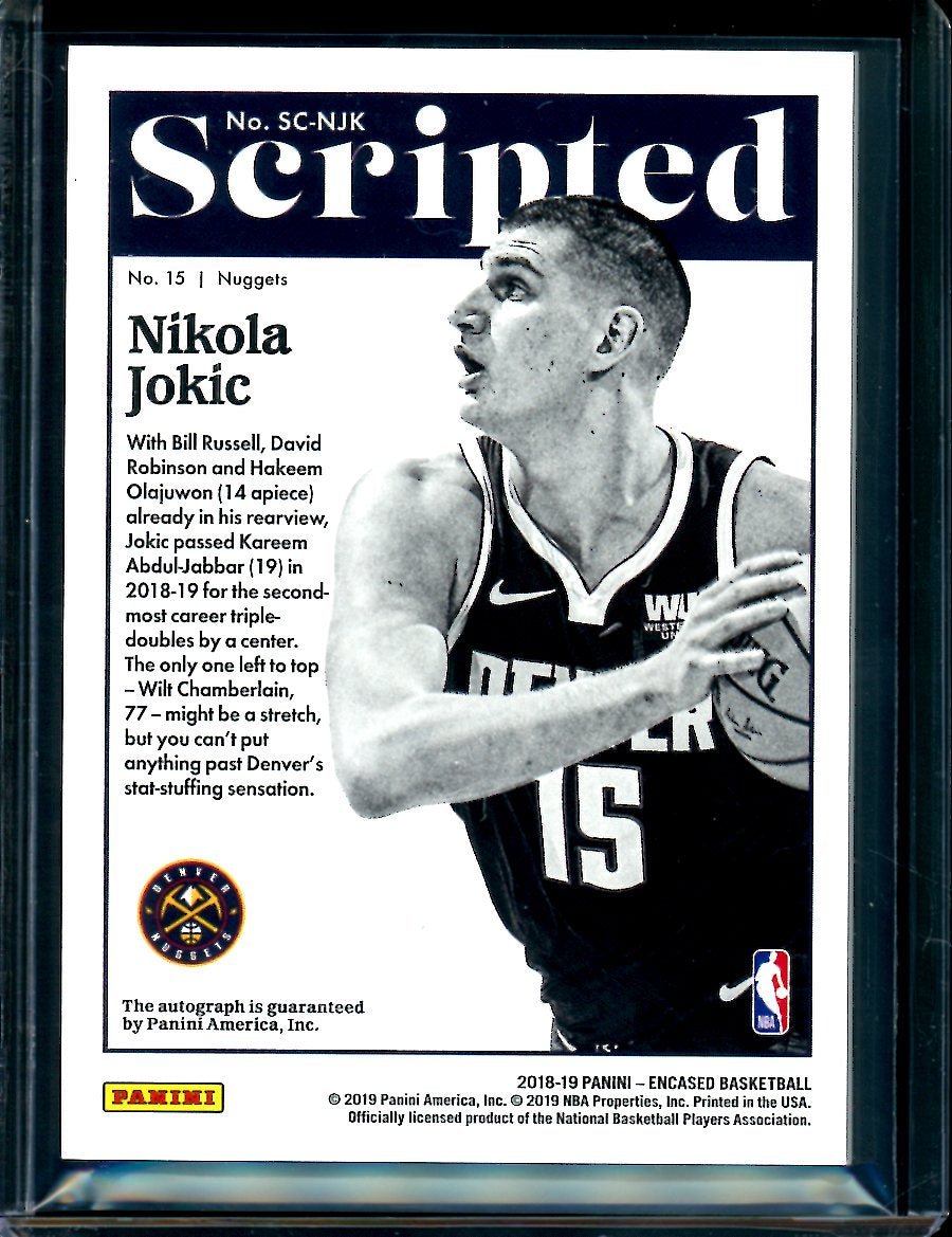 2018 - 19 Panini Encased Nikola Jokic Scripted Signatures Auto /15 Nuggets - Trading Card Market