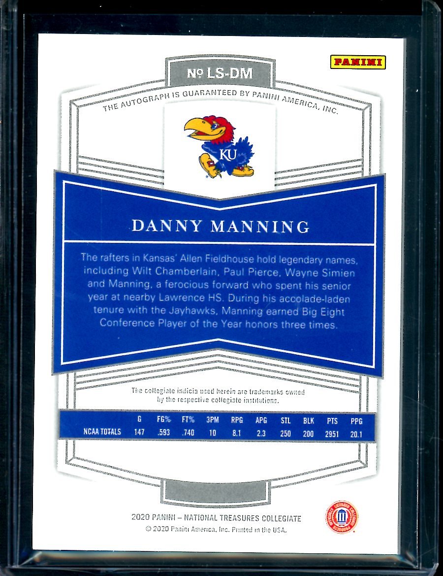 2020 Panini National Treasures Collegiate Danny Manning Auto Gold /10 Kansas - Trading Card Market