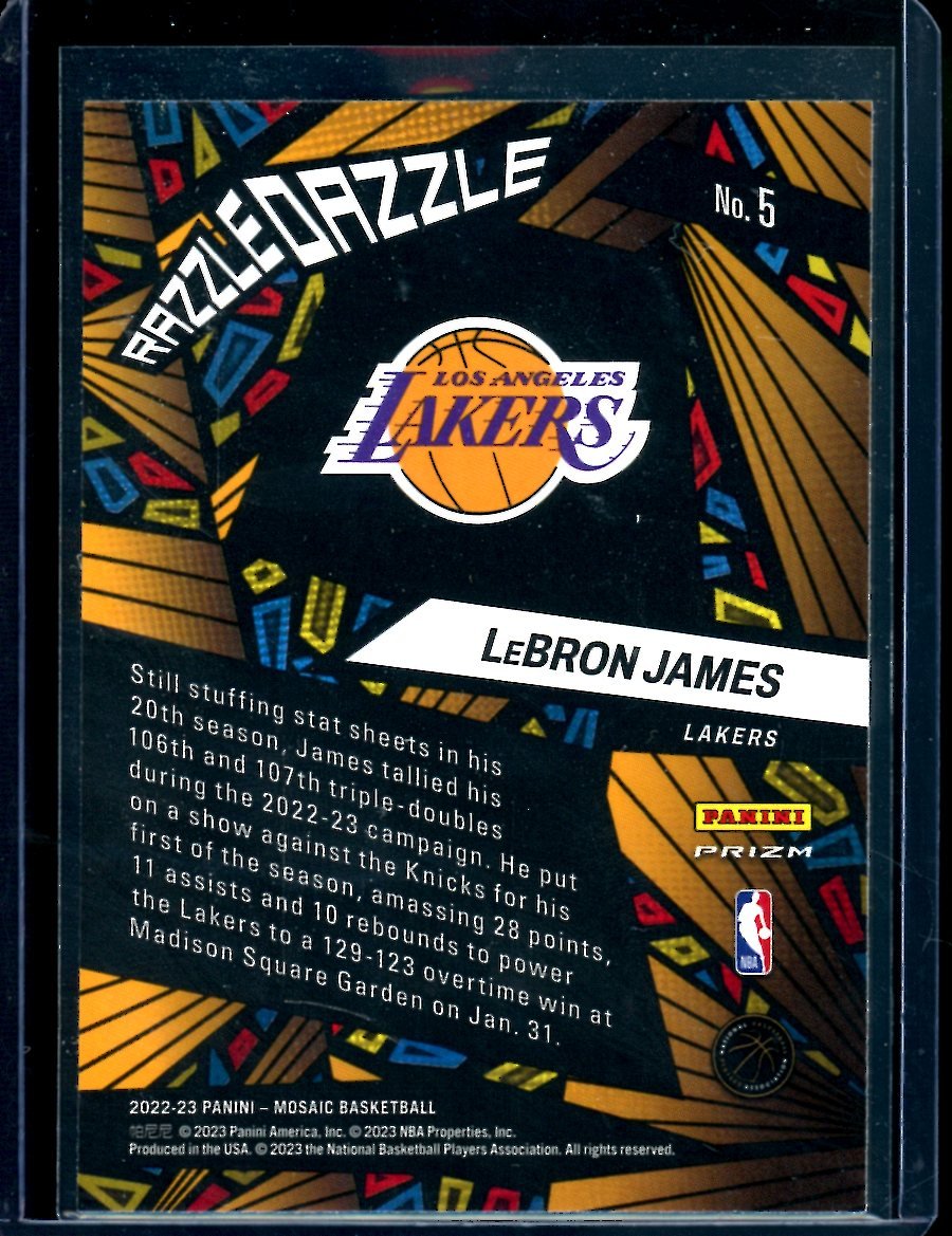 2022 - 23 Panini Mosaic LeBron James Razzle Dazzle SSP Lakers - Trading Card Market