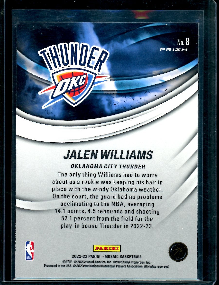 2022 - 23 Panini Mosaic Jalen Williams Rookie Storm Chasers Thunder - Trading Card Market