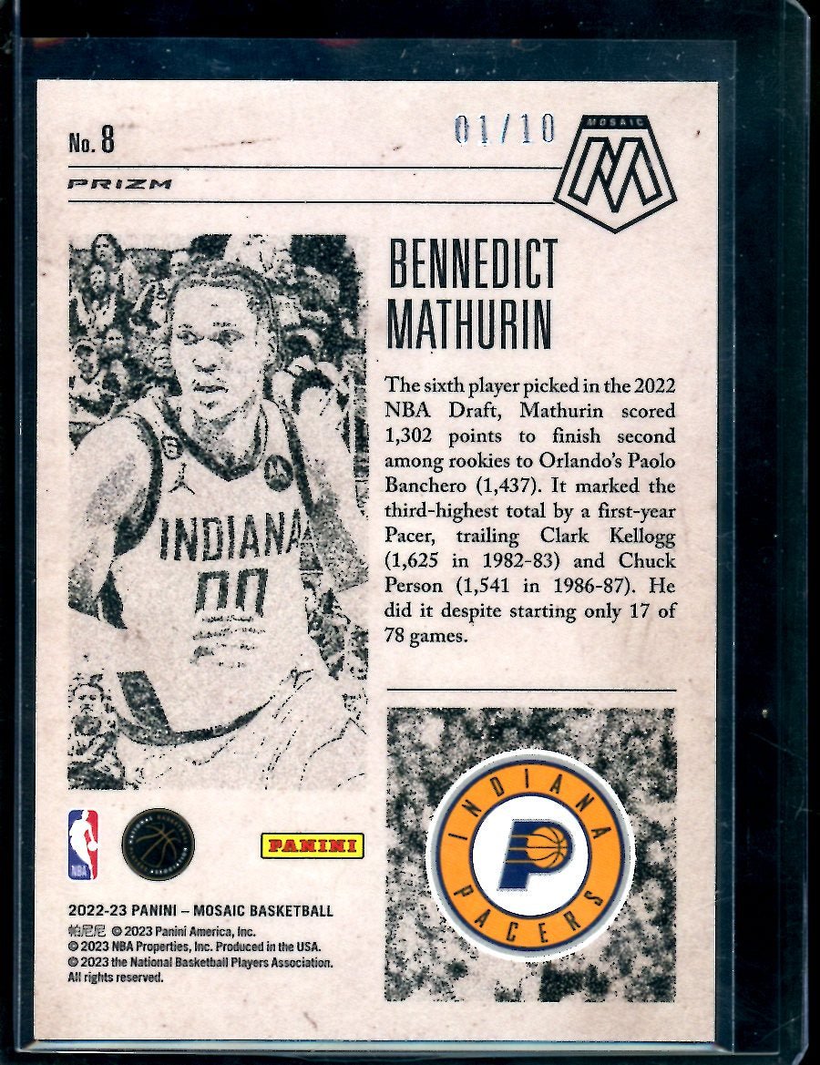 2022 - 23 Panini Mosaic Bennedict Mathurin Rookie Notoriety Gold /10 Pacers - Trading Card Market