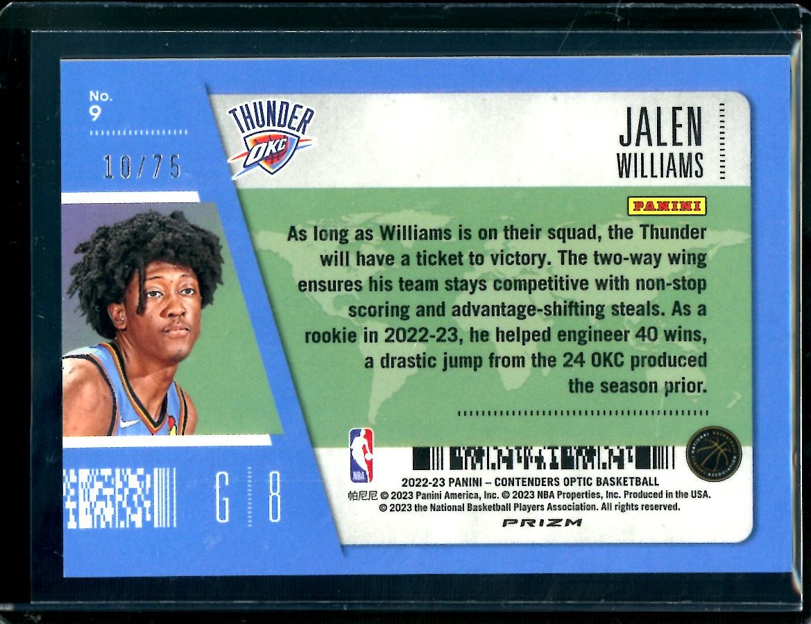 2022 - 23 Panini Contenders Optic Jalen Williams Rookie First Class /75 Thunder - Trading Card Market
