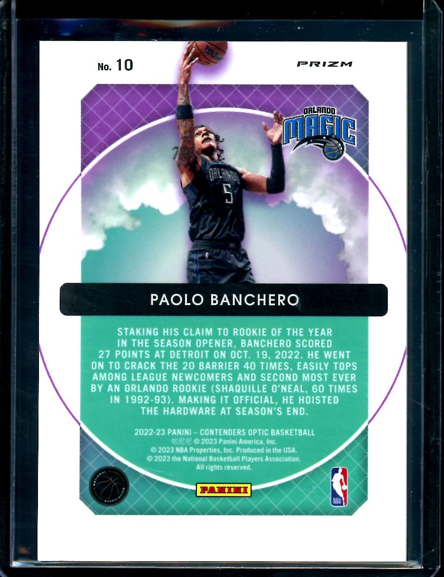 2022 - 23 Panini Contenders Optic Paolo Banchero Rookie Hoopsdreams Magic - Trading Card Market