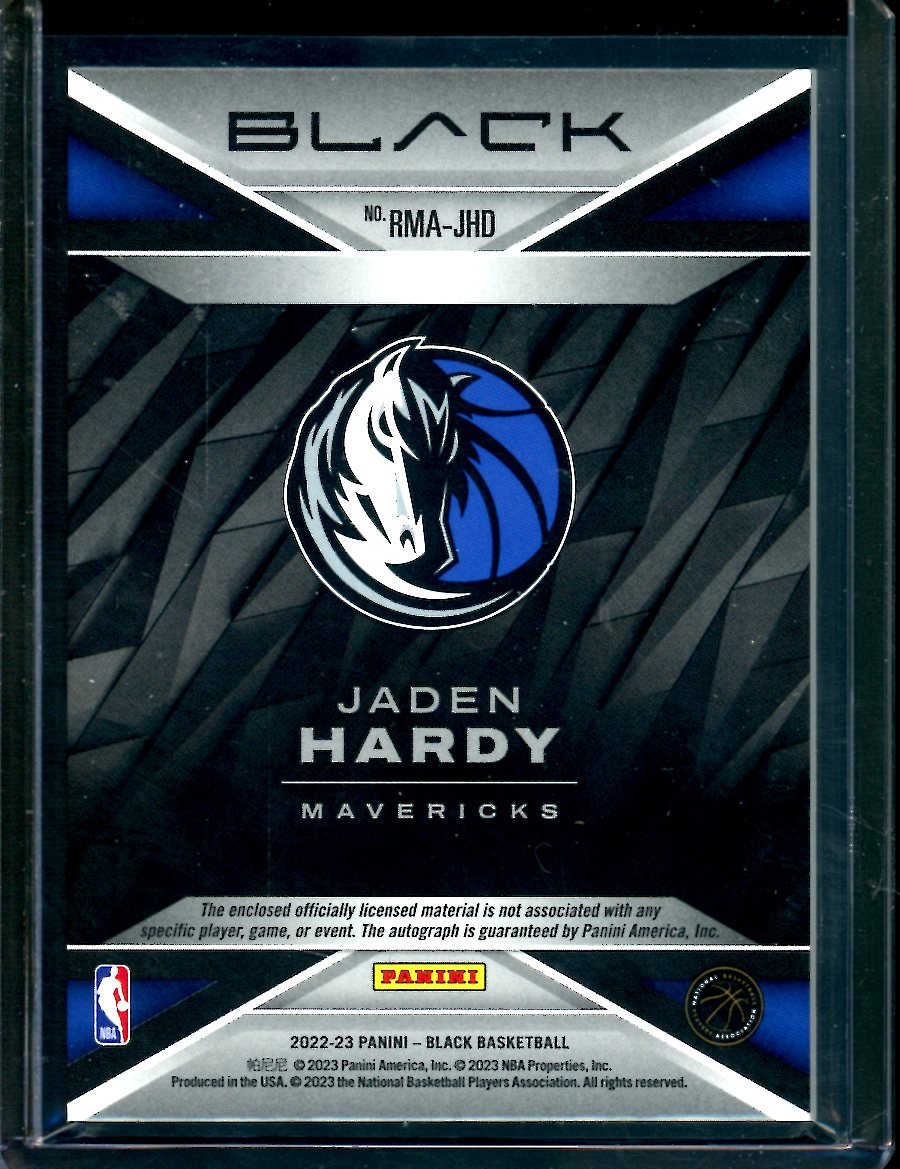 2022 - 23 Panini Black Jaden Hardy Rookie RPA Gold /10 Mavericks - Trading Card Market