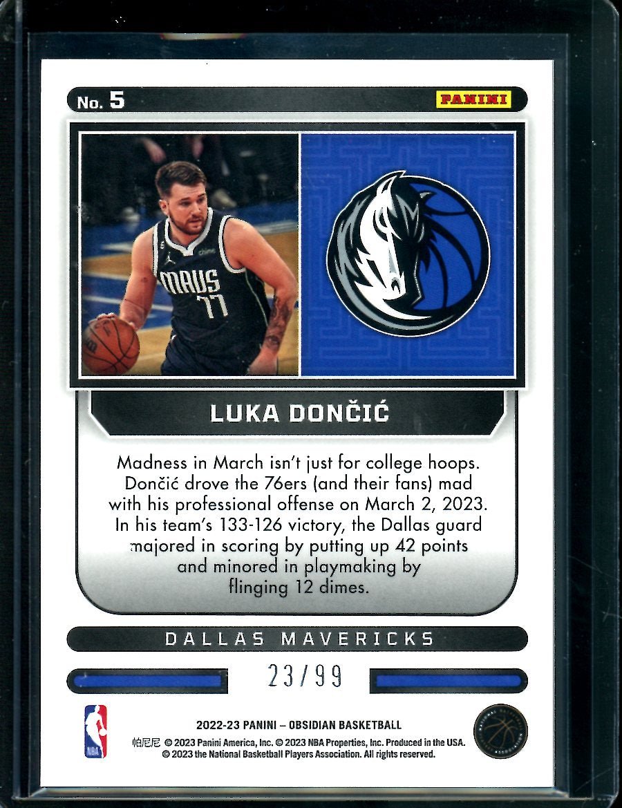 2022 - 23 Panini Obsidian Luka Doncic Supernova /99 Mavericks - Trading Card Market
