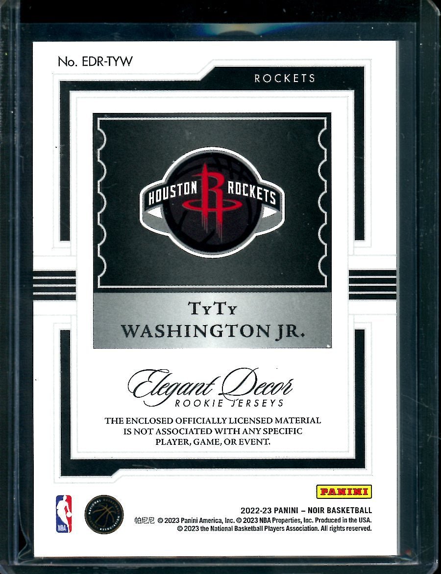 2022 - 23 Panini Noir TyTy Washington Rookie Elegant Decor Patch /99 Rockets - Trading Card Market