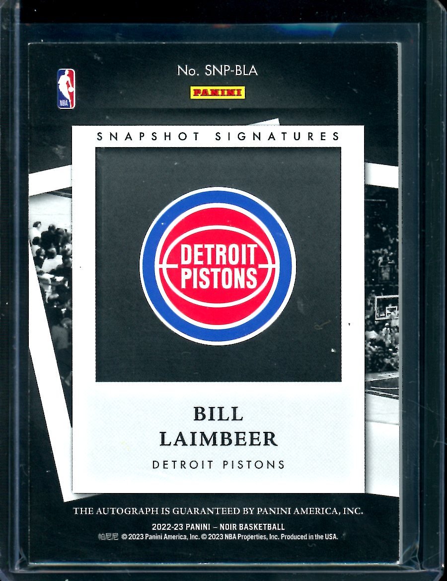 2022 - 23 Panini Noir Bill Laimbeer Snapshot Signatures Auto Gold /10 Pistons - Trading Card Market