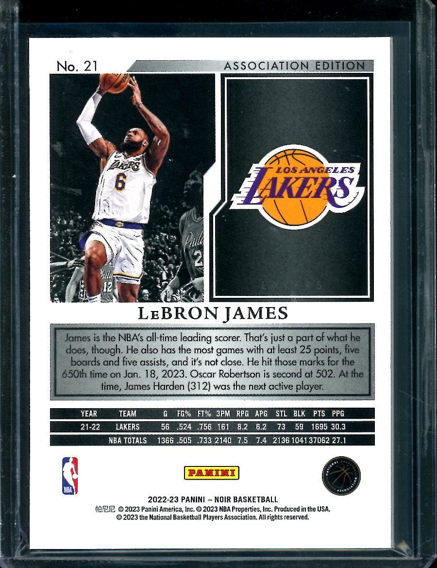 2022 - 23 Panini Noir LeBron James /99 Lakers - Trading Card Market