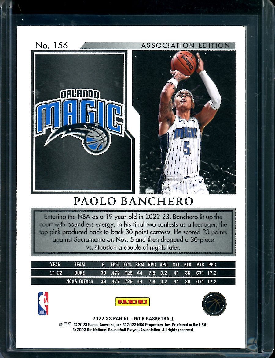 2022 - 23 Panini Noir Paolo Banchero Rookie Association Edition /99 Magic - Trading Card Market