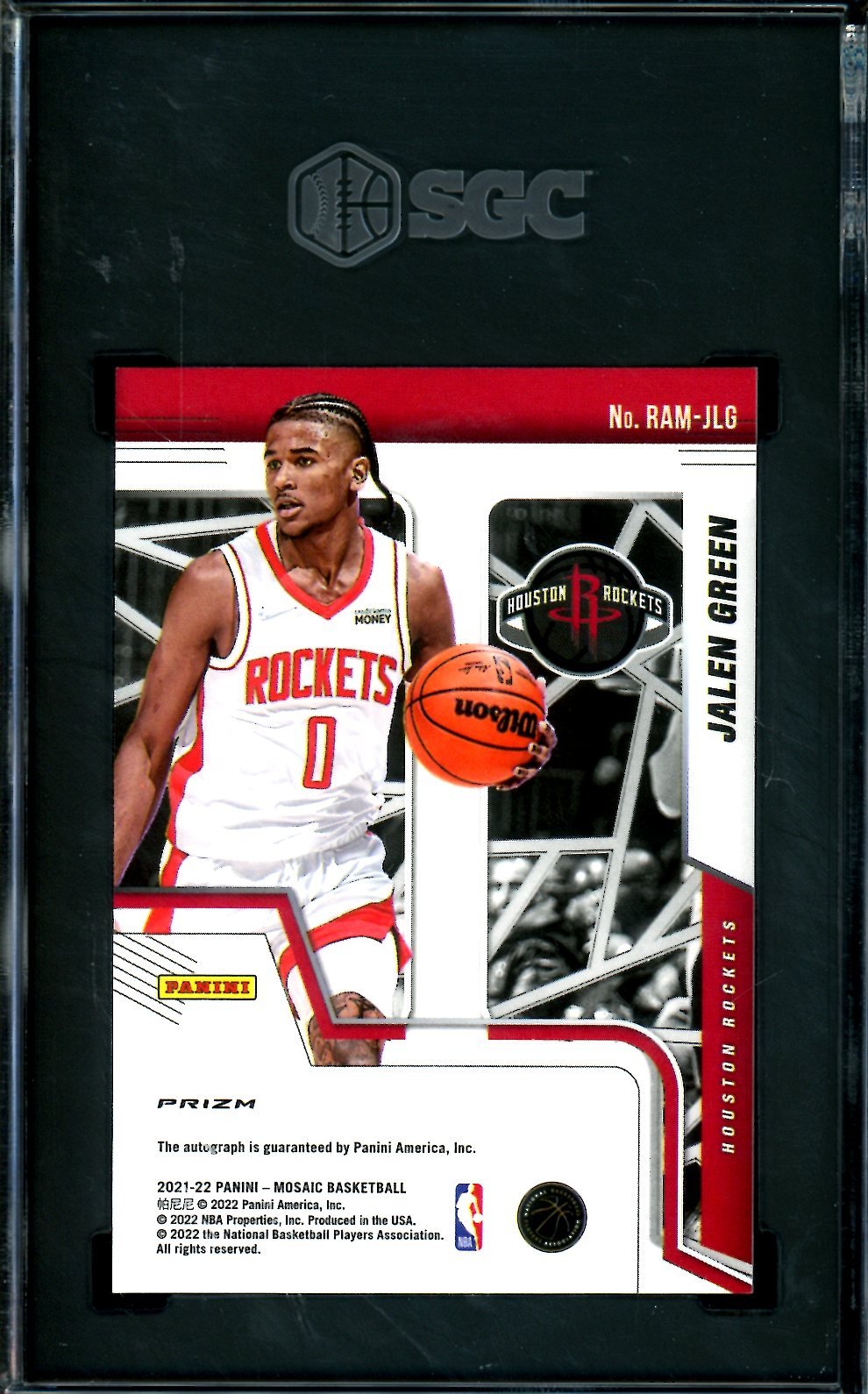 2021 - 22 Panini Mosaic Jalen Green Rookie Auto SGC 9.5 Rockets - Trading Card Market