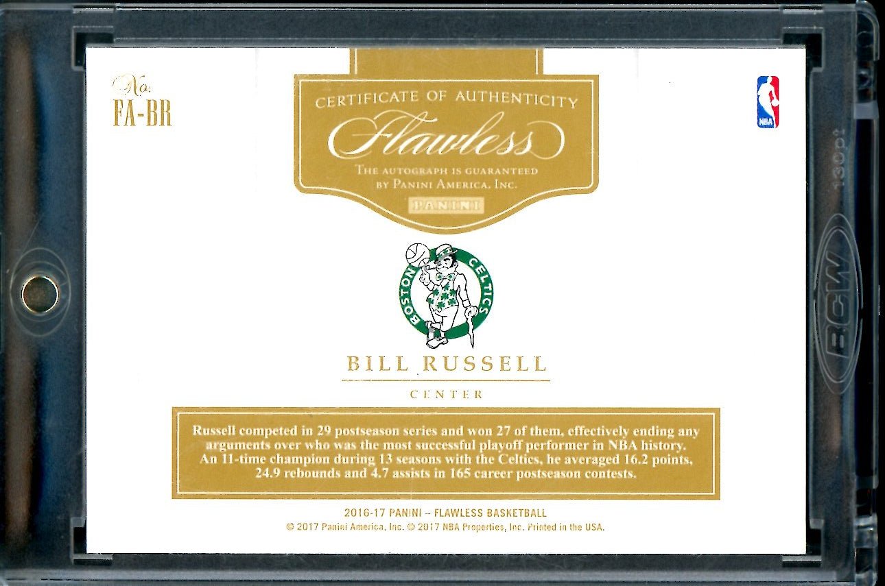 2016 - 17 Panini Flawless Bill Russell Auto Ruby /15 Celtics - Trading Card Market