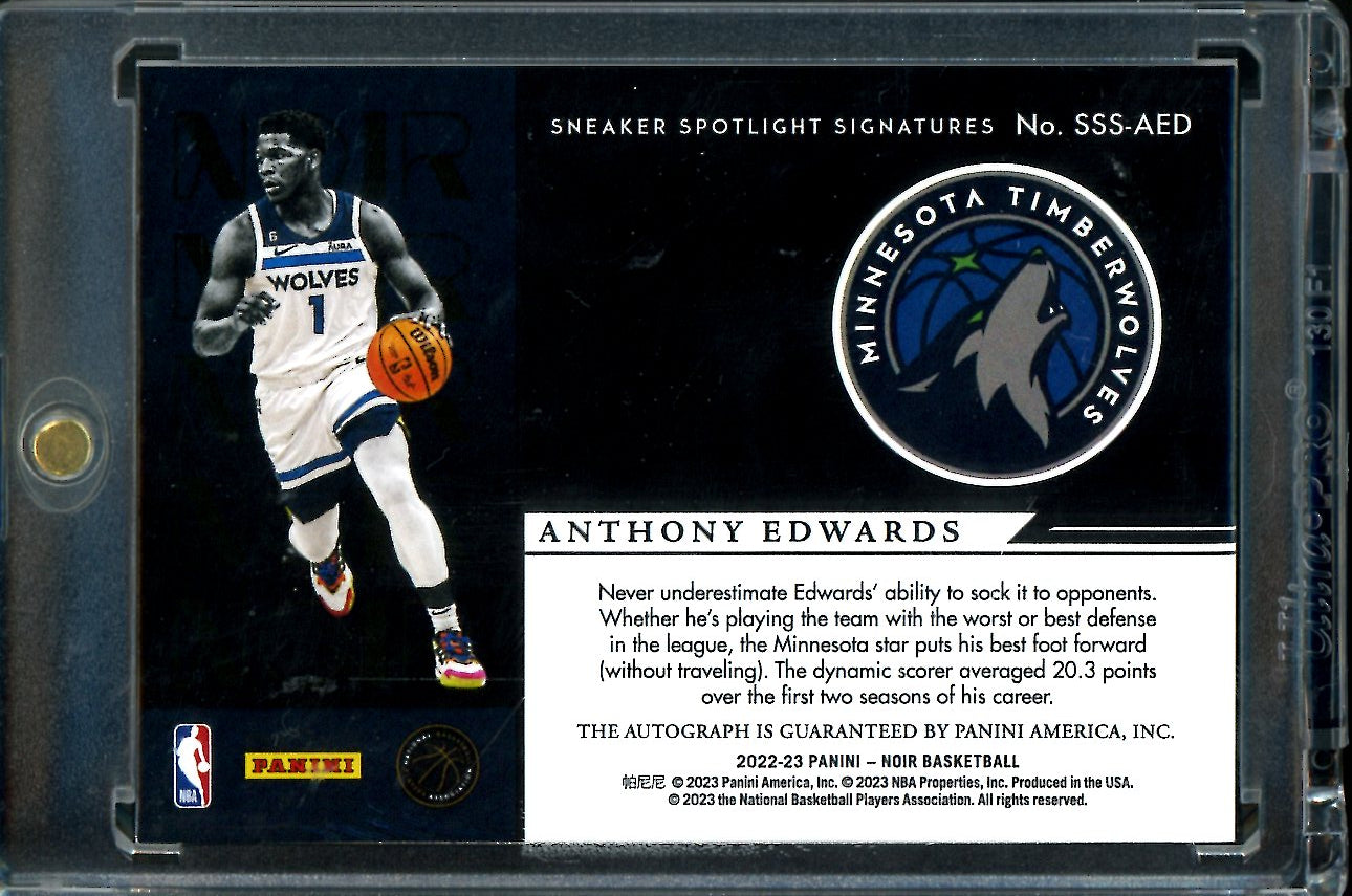 2022-23 Panini Noir Anthony Edwards Sneaker Spotlight Signatures Auto /99 Timberwolves