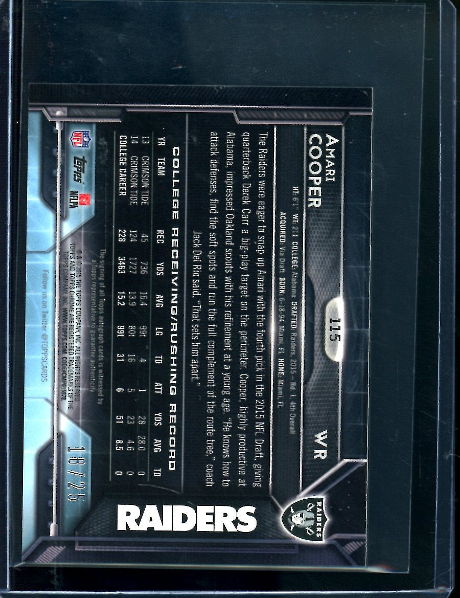 2015 Topps Chrome Amari Cooper Rookie Mini Auto /25 Raiders