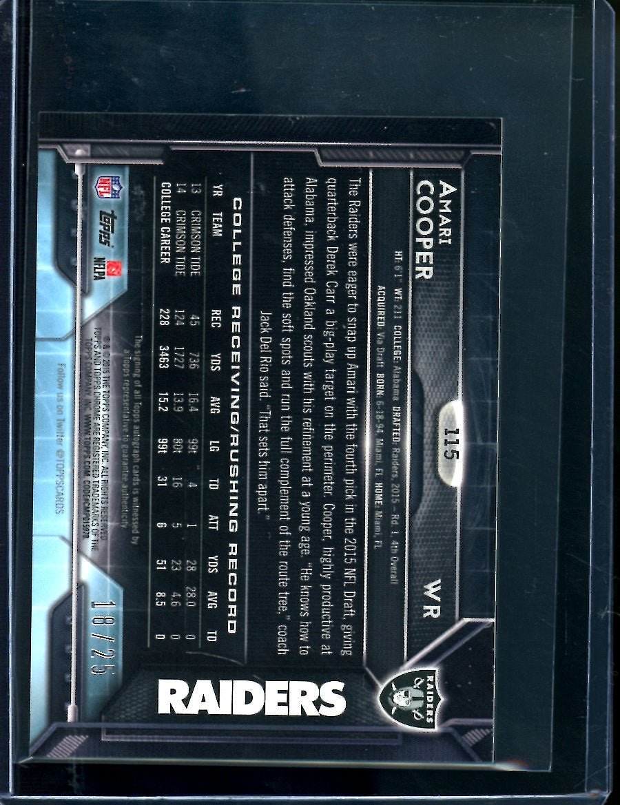 2015 Topps Chrome Amari Cooper Rookie Mini Auto /25 Raiders - Trading Card Market