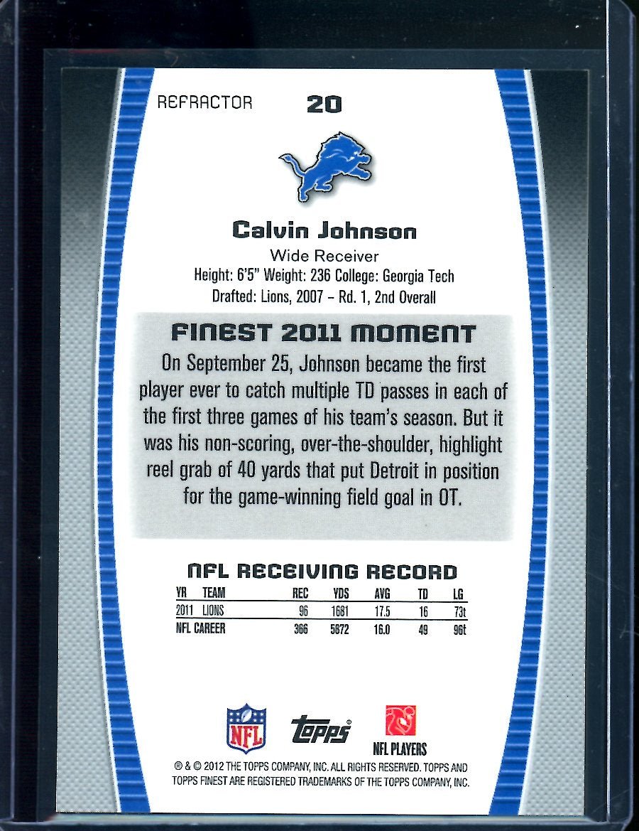 2012 Topps Finest Calvin Johnson Red Refractor /25 Lions - Trading Card Market