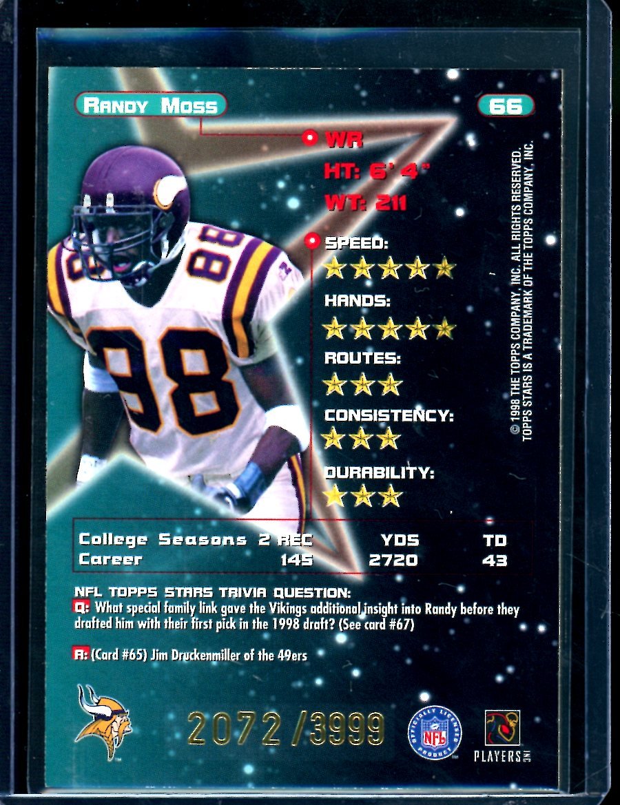 1998 Topps Stars Randy Moss /3999 Vikings