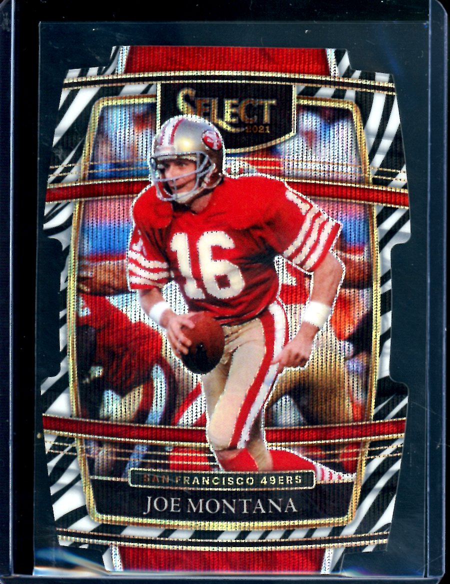 2021 Panini Select Joe Montana Die-Cut Zebra SSP 49ers