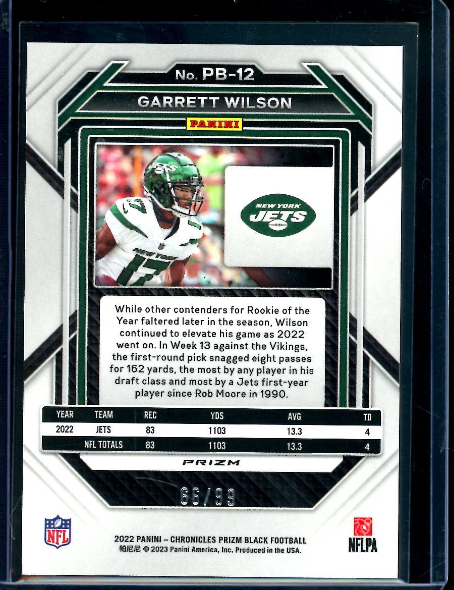 2022 Panini Chronicles Prizm Black Garrett Wilson Rookie Red /99 - Trading Card Market