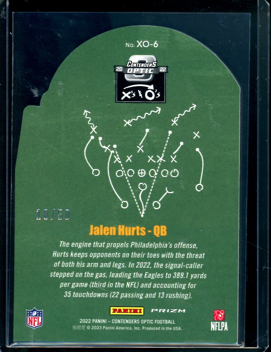2022 Panini Contenders Optic Jalen Hurts X's & O's Orange /50 Eagles - Trading Card Market