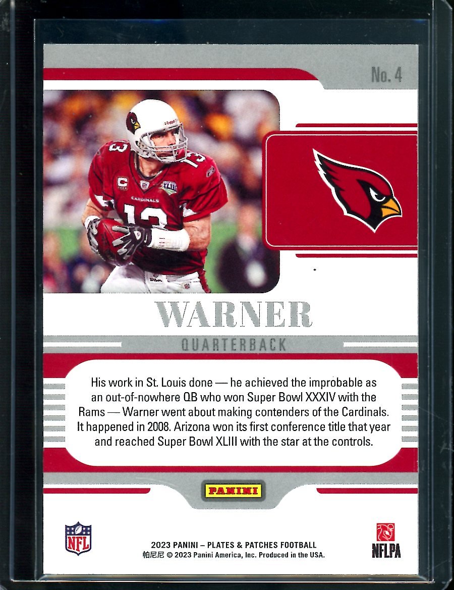 2023 Panini Plates & Patches Kurt Warner 1/1 Cardinals - Trading Card Market