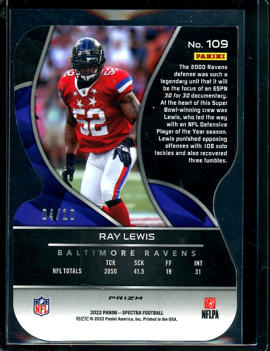 2022 Panini Spectra Ray Lewis Die - Cut /10 Ravens - Trading Card Market