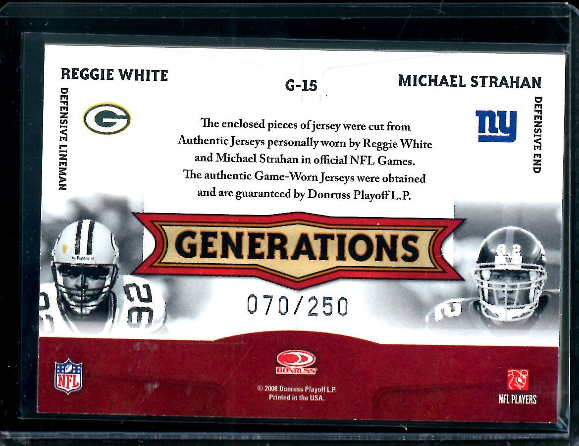 2008 Panini Threads Reggie White/Michael Strahan Generations Dual Patch Game Worn /250 - Trading Card Market