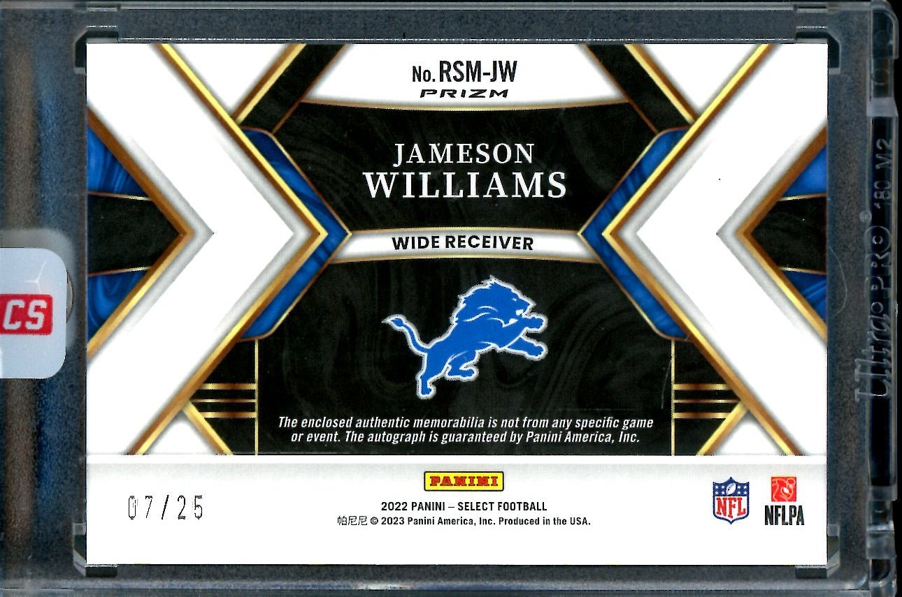 2022 Panini Select Jameson Williams Rookie RPA Tie-Dye /25 Lions