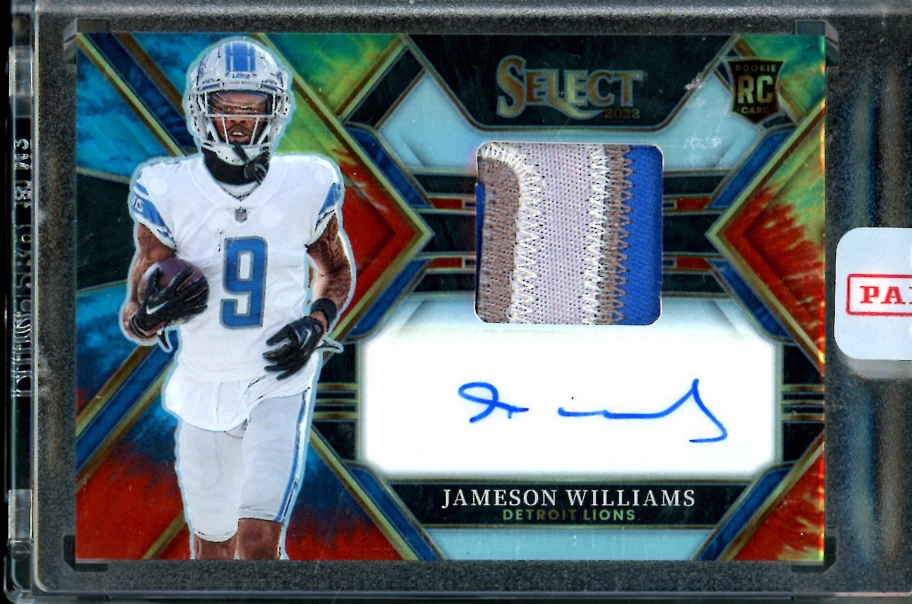 2022 Panini Select Jameson Williams Rookie RPA Tie-Dye /25 Lions