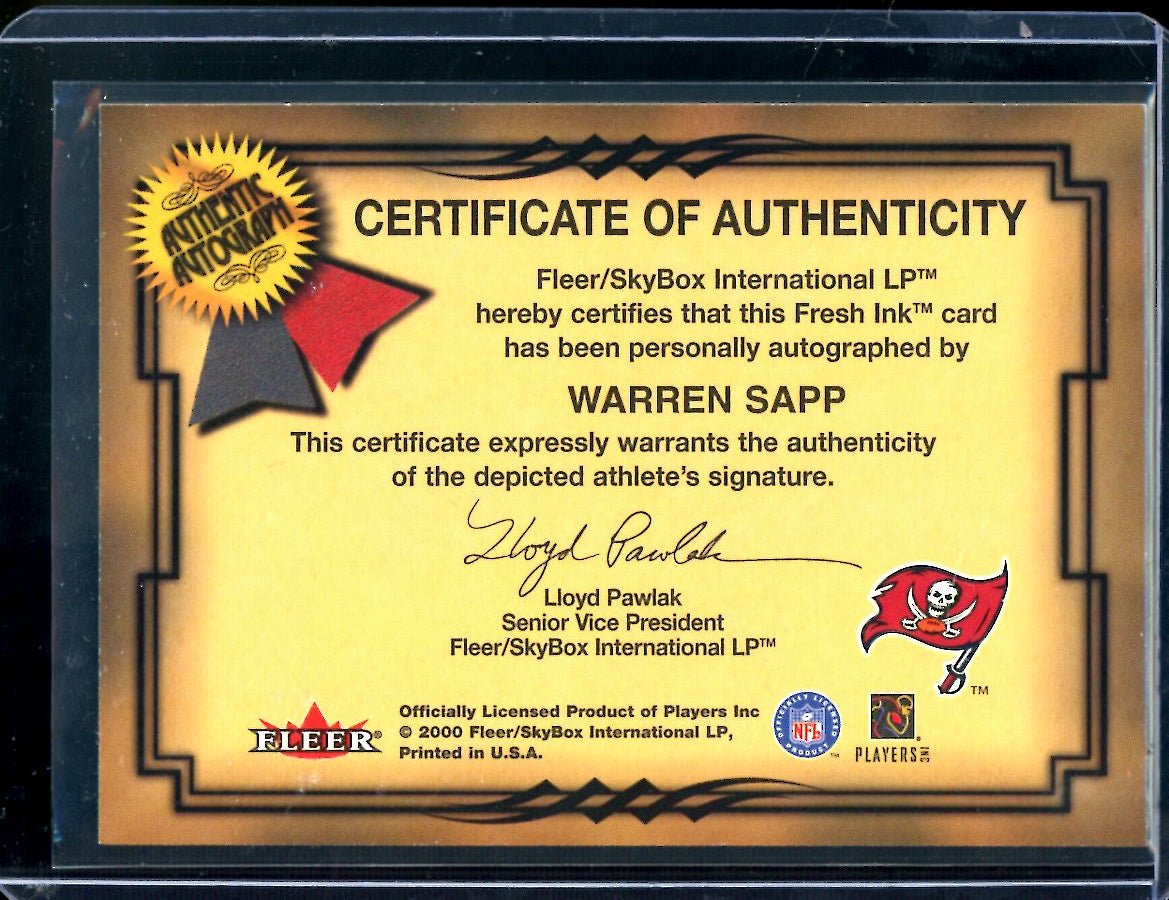 2000 Fleer Warren Sapp Auto Buccaneers - Trading Card Market