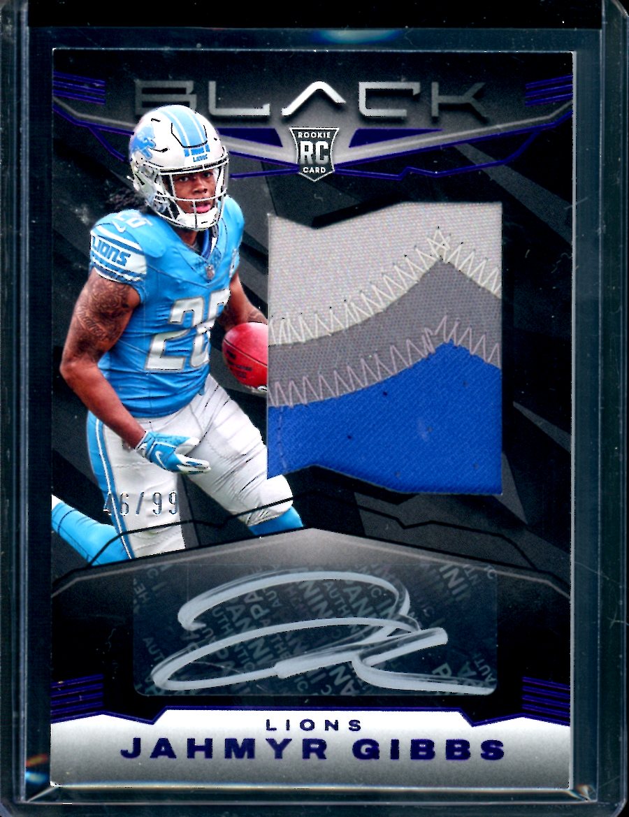 2023 Panini Black Jahmyr Gibbs Rookie RPA /99 Lions