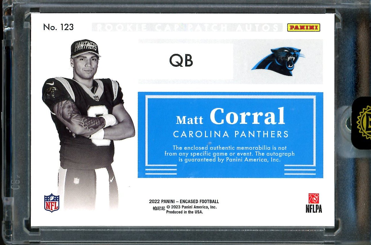 2022 Panini Encased Matt Corral Rookie Cap Patch Auto /50 Panthers - Trading Card Market
